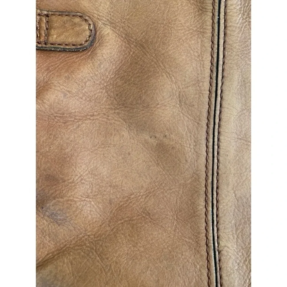 Patricia Nash Tan Leather North South Crossbody Bag Antique Brass Hardware Boho - Picture 10 of 10